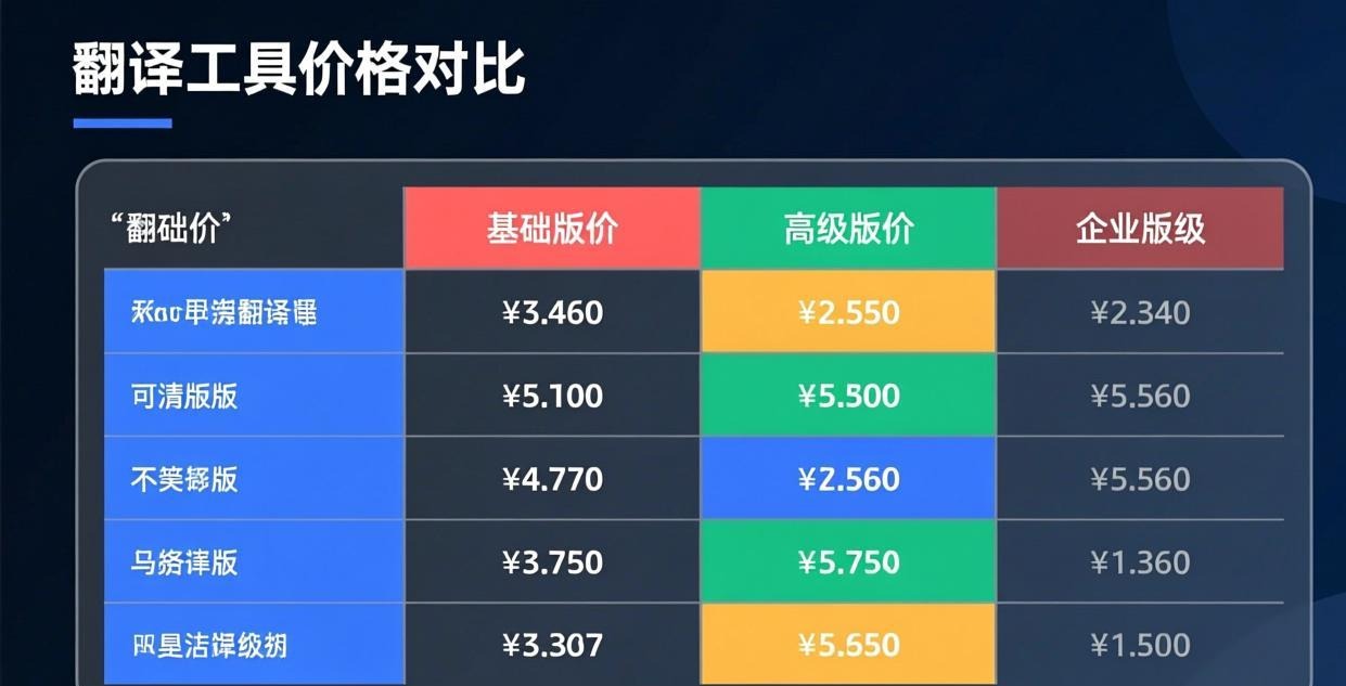 翻译工具价格对比